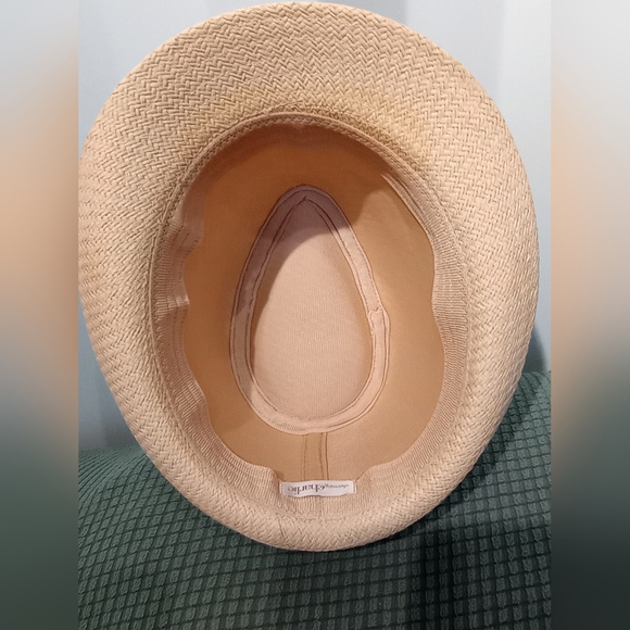 Charming Charlie straw style blue orange fedora hat - Picture 4 of 5